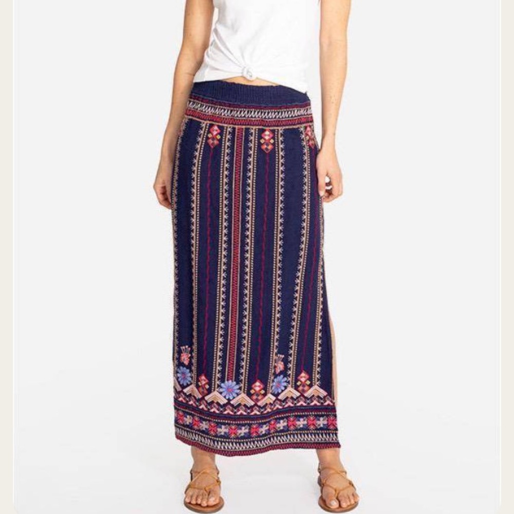 Rare Beautiful Johnny Was FREDERIQUE SIDE SLIT MAXI SKIRT